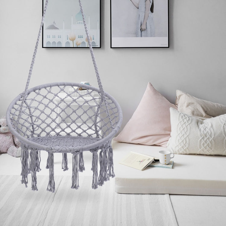 [US Warehouse] Hanging Cotton Rope Hammock Swing Chairs for Indoor and Outdoor, Max 330 Lbs