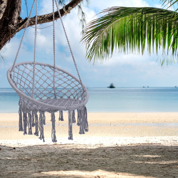 [US Warehouse] Hanging Cotton Rope Hammock Swing Chairs for Indoor and Outdoor, Max 330 Lbs