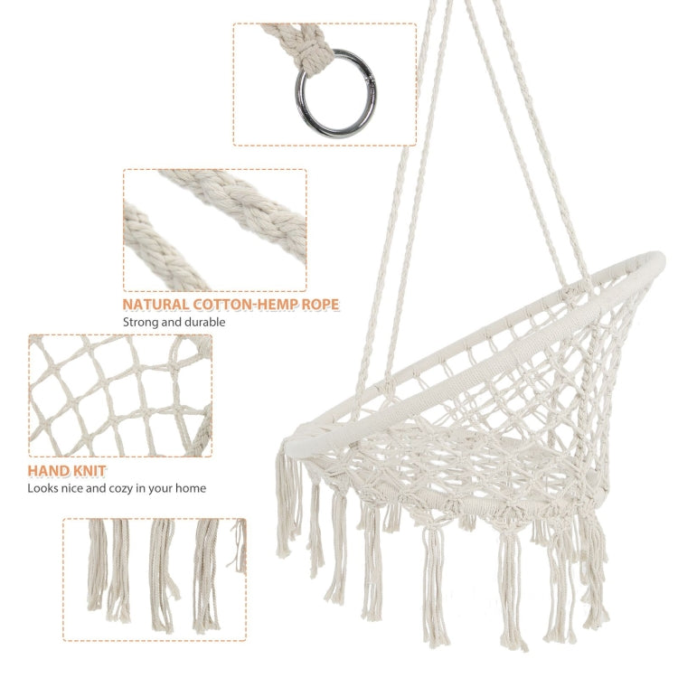 [US Warehouse] Hanging Cotton Rope Hammock Swing Chairs for Indoor and Outdoor, Max 330 Lbs