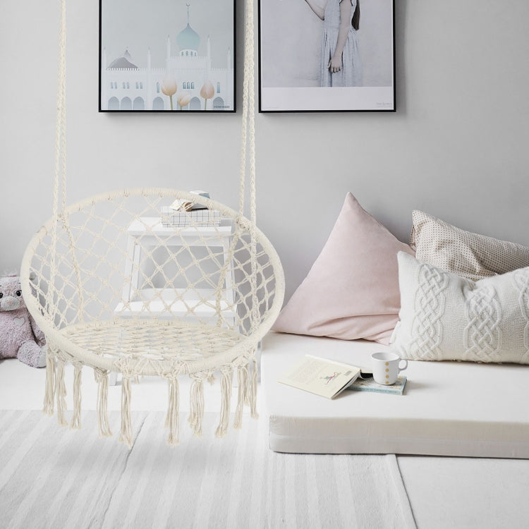 [US Warehouse] Hanging Cotton Rope Hammock Swing Chairs for Indoor and Outdoor, Max 330 Lbs