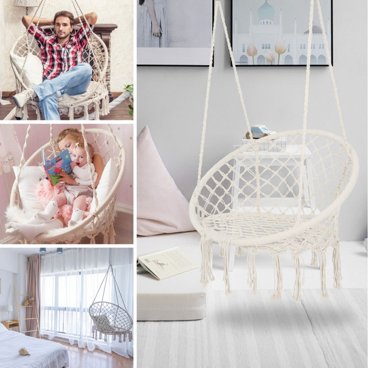 [US Warehouse] Hanging Cotton Rope Hammock Swing Chairs for Indoor and Outdoor, Max 330 Lbs