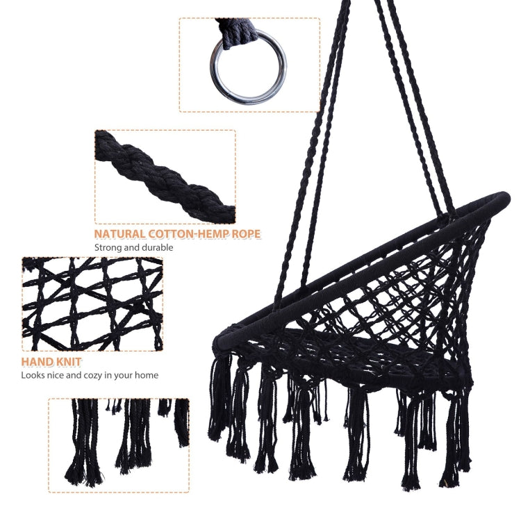 [US Warehouse] Hanging Cotton Rope Hammock Swing Chairs for Indoor and Outdoor, Max 330 Lbs
