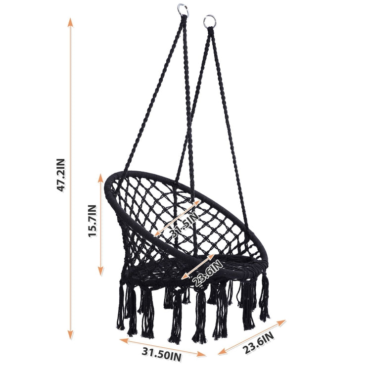 [US Warehouse] Hanging Cotton Rope Hammock Swing Chairs for Indoor and Outdoor, Max 330 Lbs