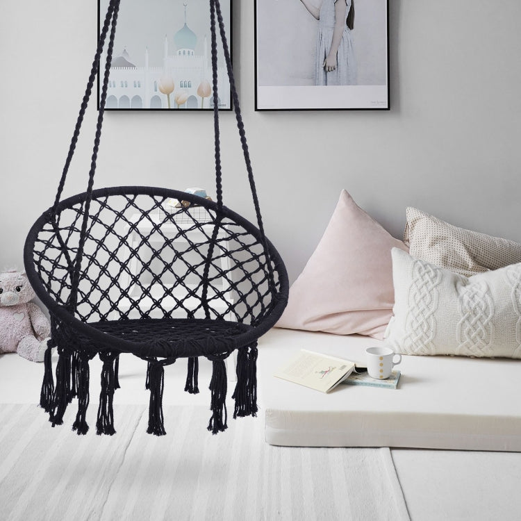 [US Warehouse] Hanging Cotton Rope Hammock Swing Chairs for Indoor and Outdoor, Max 330 Lbs