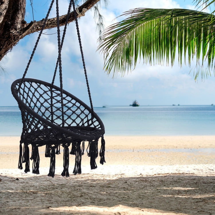 [US Warehouse] Hanging Cotton Rope Hammock Swing Chairs for Indoor and Outdoor, Max 330 Lbs