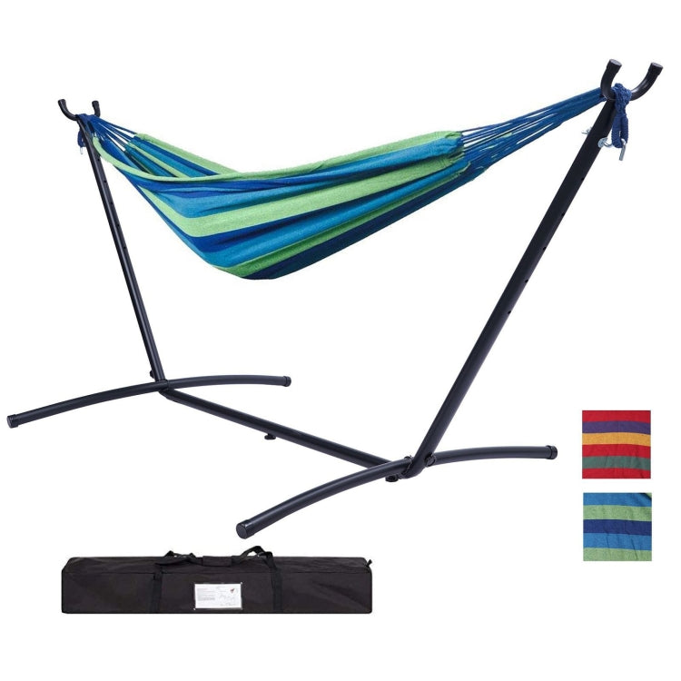 [US Warehouse] Double Classic Hammock with Carrying Pouch-Powder & Coated Steel Frame, Max 450 Lbsï¼ˆ