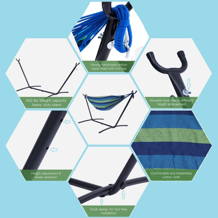 [US Warehouse] Double Classic Hammock with Carrying Pouch-Powder & Coated Steel Frame, Max 450 Lbsï¼ˆ