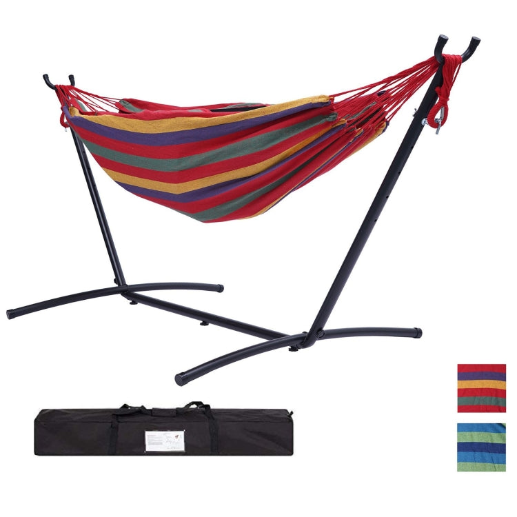 [US Warehouse] Double Classic Hammock with Carrying Pouch-Powder & Coated Steel Frame, Max 450 Lbsï¼ˆ