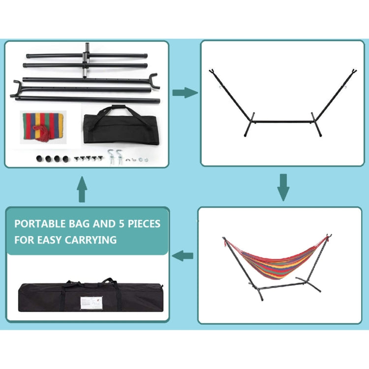 [US Warehouse] Double Classic Hammock with Carrying Pouch-Powder & Coated Steel Frame, Max 450 Lbsï¼ˆ
