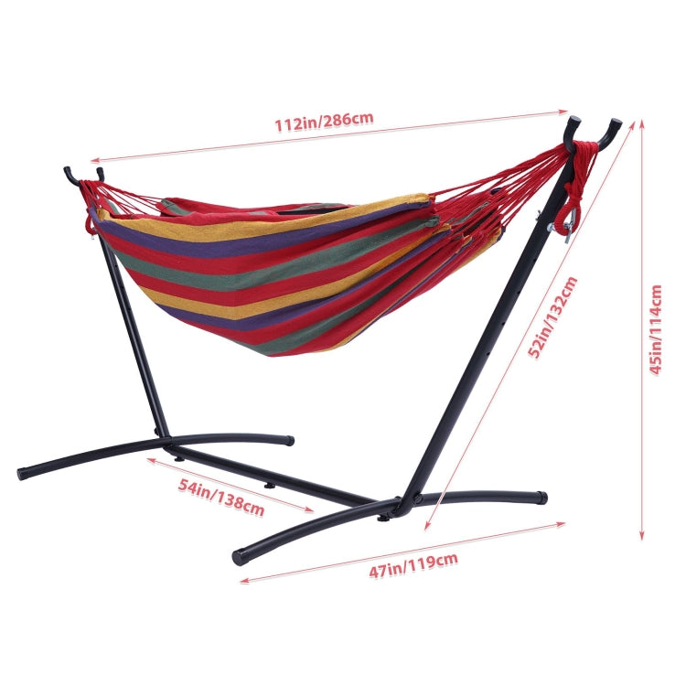 [US Warehouse] Double Classic Hammock with Carrying Pouch-Powder & Coated Steel Frame, Max 450 Lbsï¼ˆ