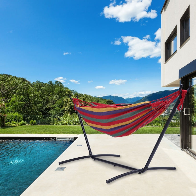 [US Warehouse] Double Classic Hammock with Carrying Pouch-Powder & Coated Steel Frame, Max 450 Lbsï¼ˆ
