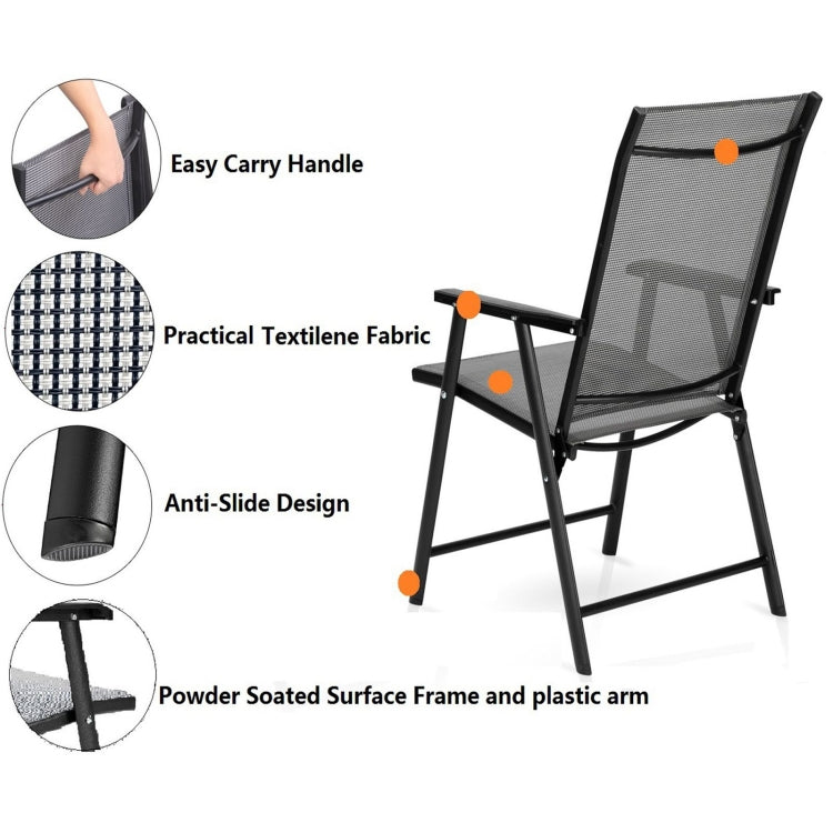 [US Warehouse] 4 PCS Folding Chairs Portable for Outdoor Camping & Beach with Armrest