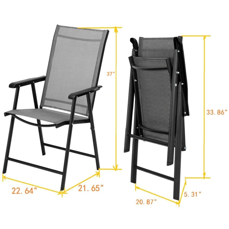 [US Warehouse] 4 PCS Folding Chairs Portable for Outdoor Camping & Beach with Armrest
