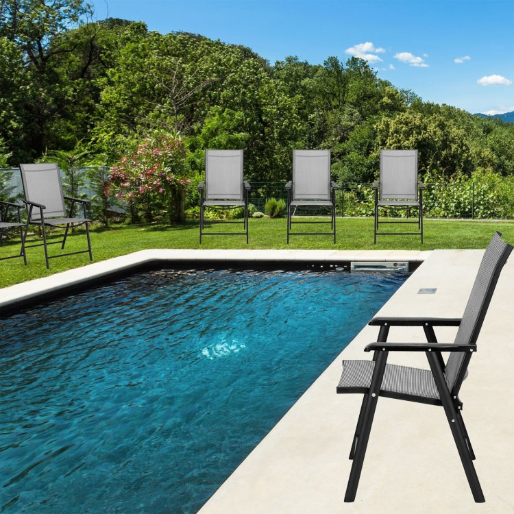 [US Warehouse] 4 PCS Folding Chairs Portable for Outdoor Camping & Beach with Armrest