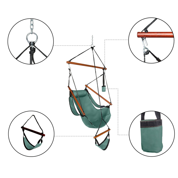 [US Warehouse] Oxford Cloth Hanging Chairs with Cup Holder, Load Bearing: 100kg (Green)