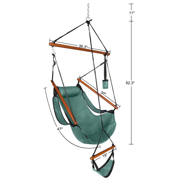 [US Warehouse] Oxford Cloth Hanging Chairs with Cup Holder, Load Bearing: 100kg (Green)