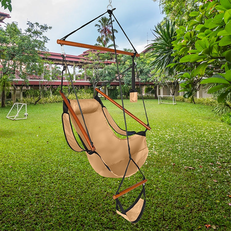 [US Warehouse] Oxford Cloth Hanging Chairs with Cup Holder, Load Bearing: 100kg (Brown)