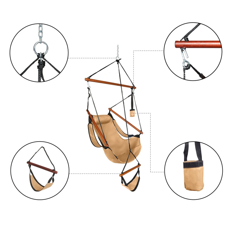 [US Warehouse] Oxford Cloth Hanging Chairs with Cup Holder, Load Bearing: 100kg (Brown)