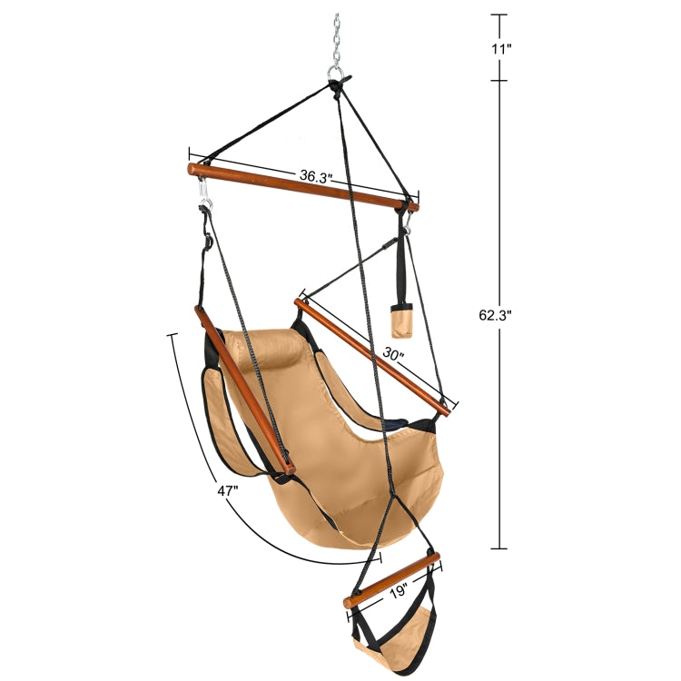 [US Warehouse] Oxford Cloth Hanging Chairs with Cup Holder, Load Bearing: 100kg (Brown)