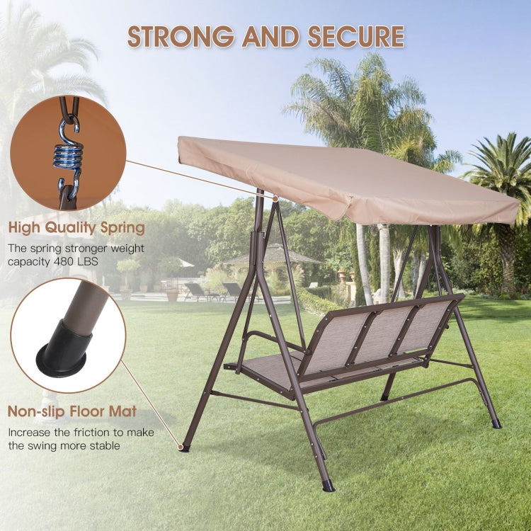 [US Warehouse] 3 Person Outdoor Patio Swing Chairs with Awning