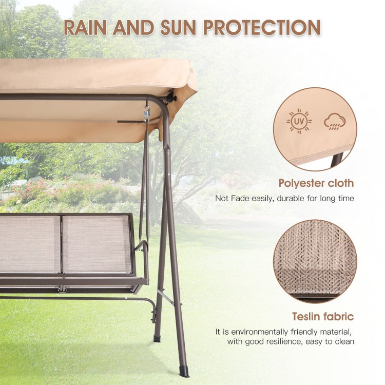 [US Warehouse] 3 Person Outdoor Patio Swing Chairs with Awning