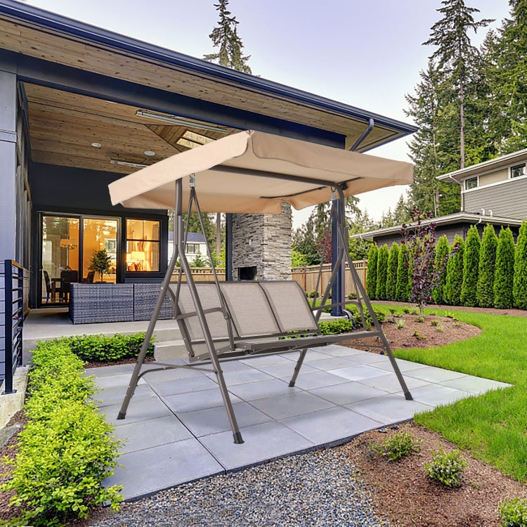 [US Warehouse] 3 Person Outdoor Patio Swing Chairs with Awning