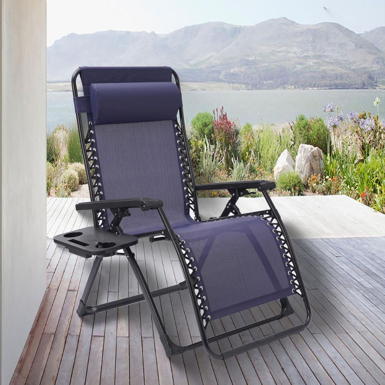 [US Warehouse] Outdoor Patio Folding Zero Gravity Lounge Chairs with Pillow & Cup Holder