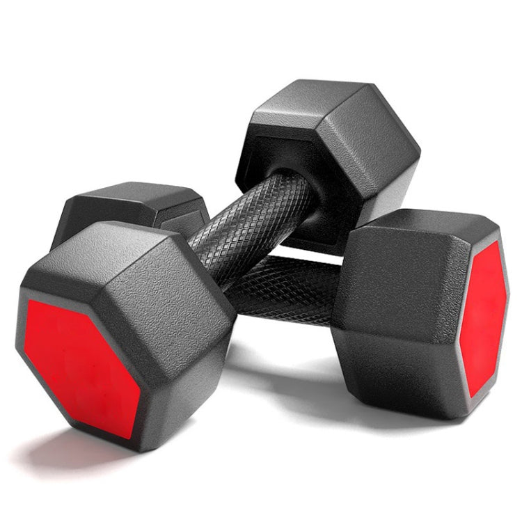 4KG A Pair Red Seal Household Glue Fitness Hexagon Dumbbells