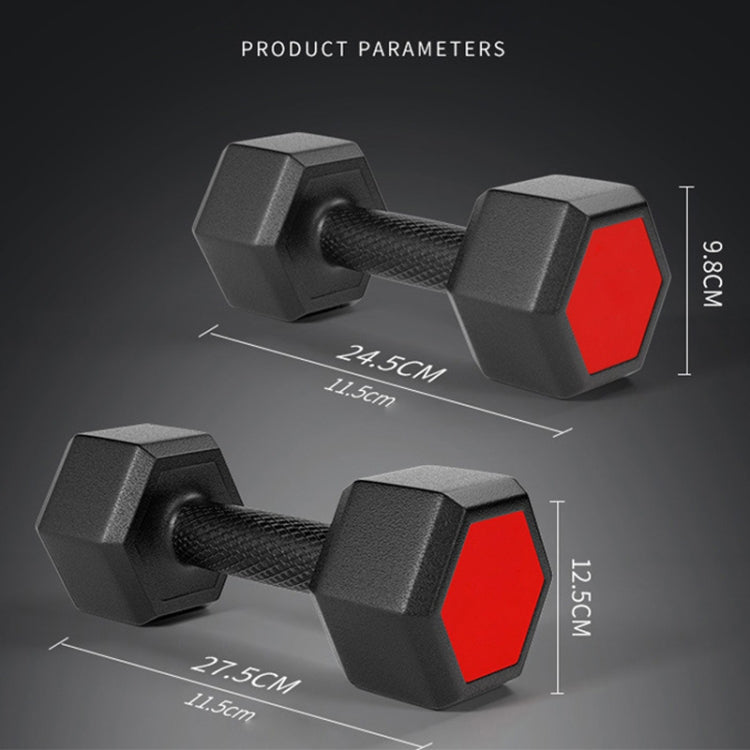 4KG A Pair Red Seal Household Glue Fitness Hexagon Dumbbells
