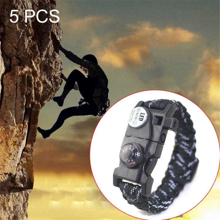 5PCS AK08 Multi-functional Nylon Braided SOS Fire Stone Survival Bracelets