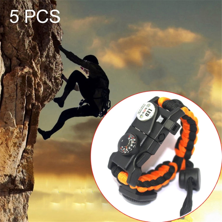 5PCS Multi-functional Nylon Braided Adjustable Compass Survival Bracelets