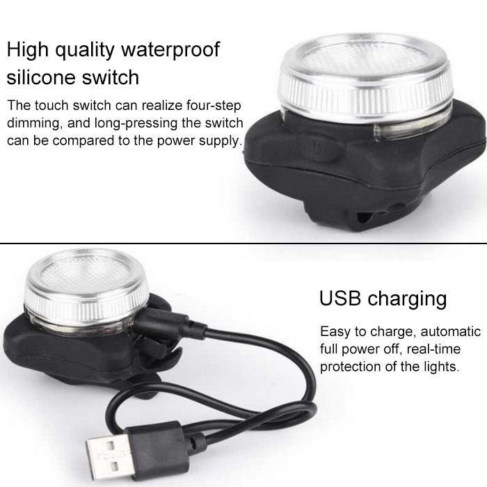 HJ-03050LM COB Lamp Bead USB Charging Four-speed Dimming Waterproof Bicycle Headlight + Taillight Set