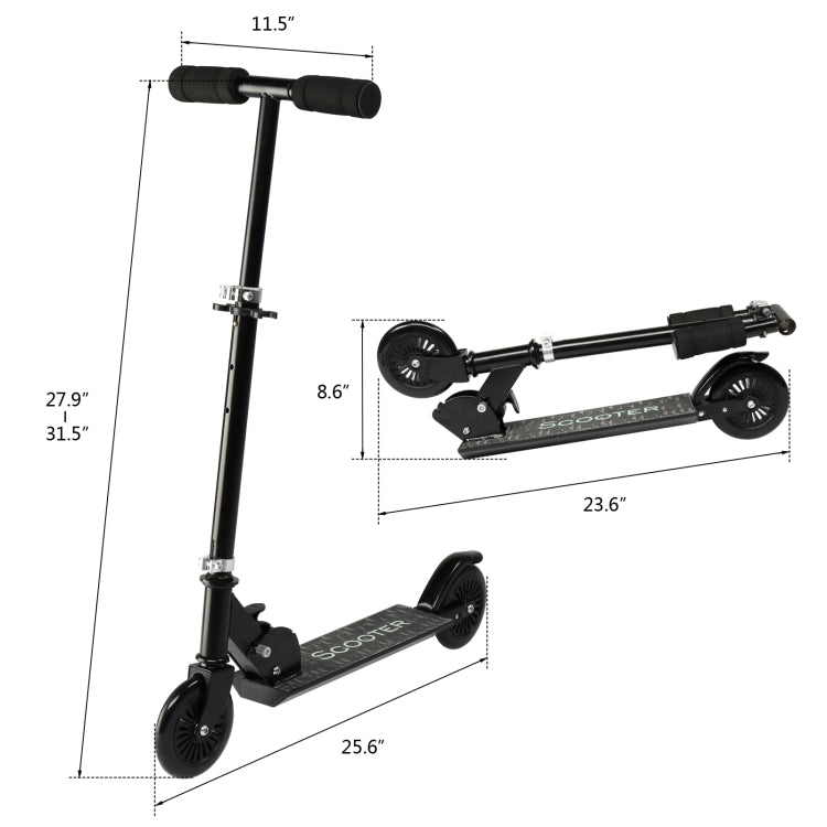 [US Warehouse] 3 Height Adjustable Easy Folding Scooter for Teens, Size: 65.02x29.21x80.01cm