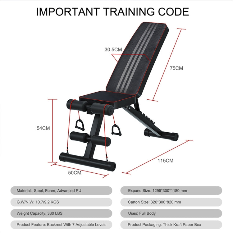 [US Warehouse] Household 7-speed Adjustable Multifunctional Sit-up Bench Abdominal Muscle Training Stool Weightlifting Bed