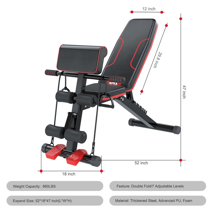 [US Warehouse] Household Adjustable Multifunctional Bench Press Squat Rack Sit-up Bench Abdominal Muscle Training Stool Weightlifting Bed