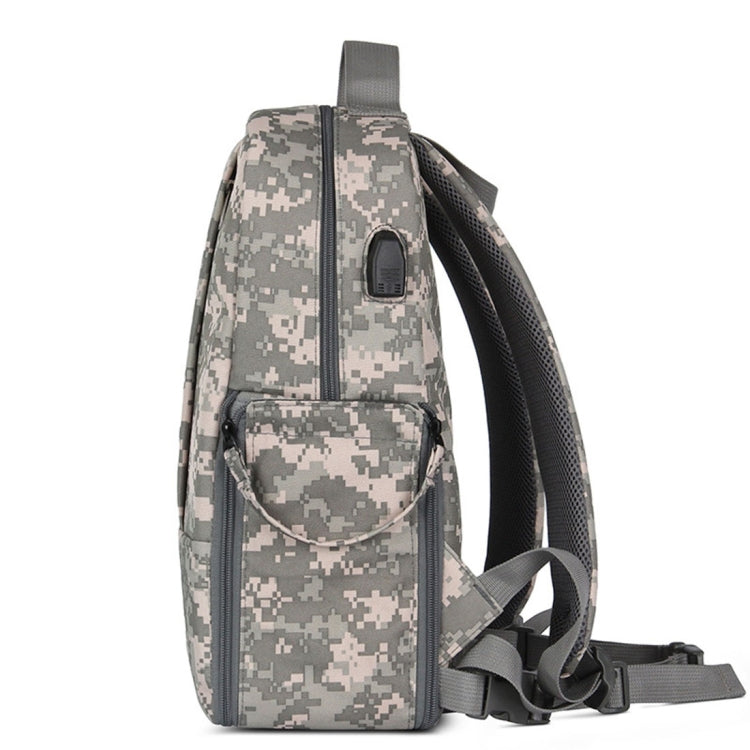 PVC Multifunctional Travel Camera Backpack with USB Charging Interface, Size: 43*30*16cm (Camo)