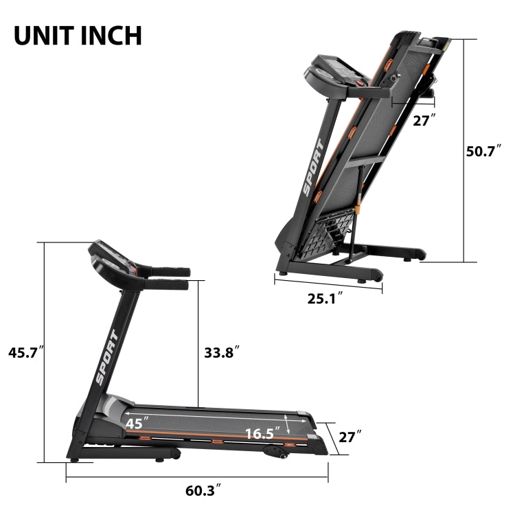 [US Warehouse] Folding Motorised LCD Running Machine Electric Treadmill