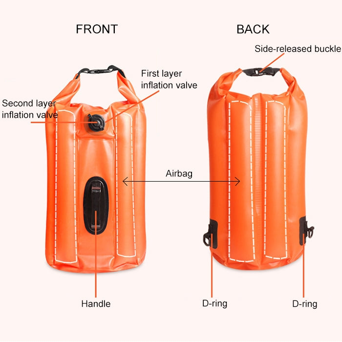 Outdoor Portable Waterproof Shoulder Bag Dry and Wet Separation Swimming Bag PVC Inflatable Bag, Capacity: 18L