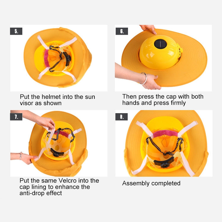 Solar Charging Safety Helmet with Fan & Sunshade Outdoor Hard Hat (Blue+Yellow)