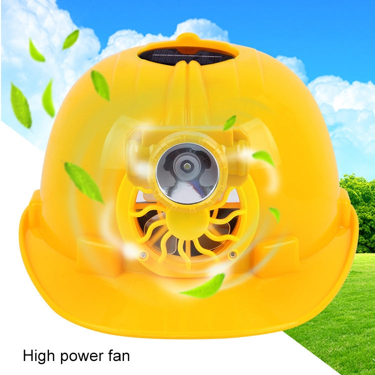 Solar Charging Safety Helmet with Fan & LED Light Outdoor Hard Hat(Yellow)