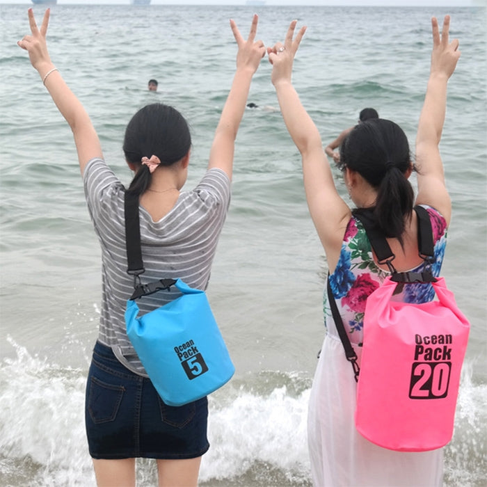 Outdoor Waterproof Double Shoulder Bag Dry Sack PVC Barrel Bag, Capacity: 20L