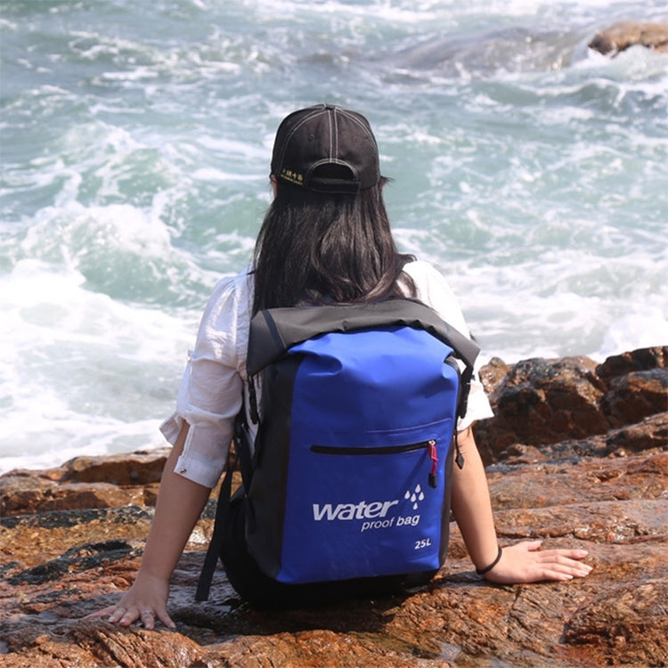 Outdoor Folding Double Shoulder Bag Dry Sack PVC Waterproof  Backpack, Capacity: 25L