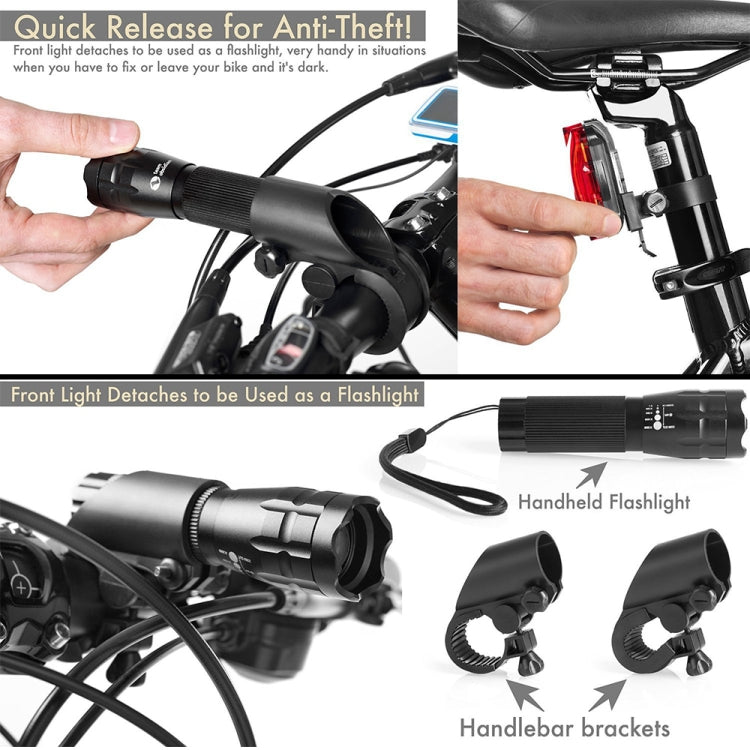 5W Mountain Bike Headlight Charging Zoom Glare Waterproof Flashlight Set (Set Four)
