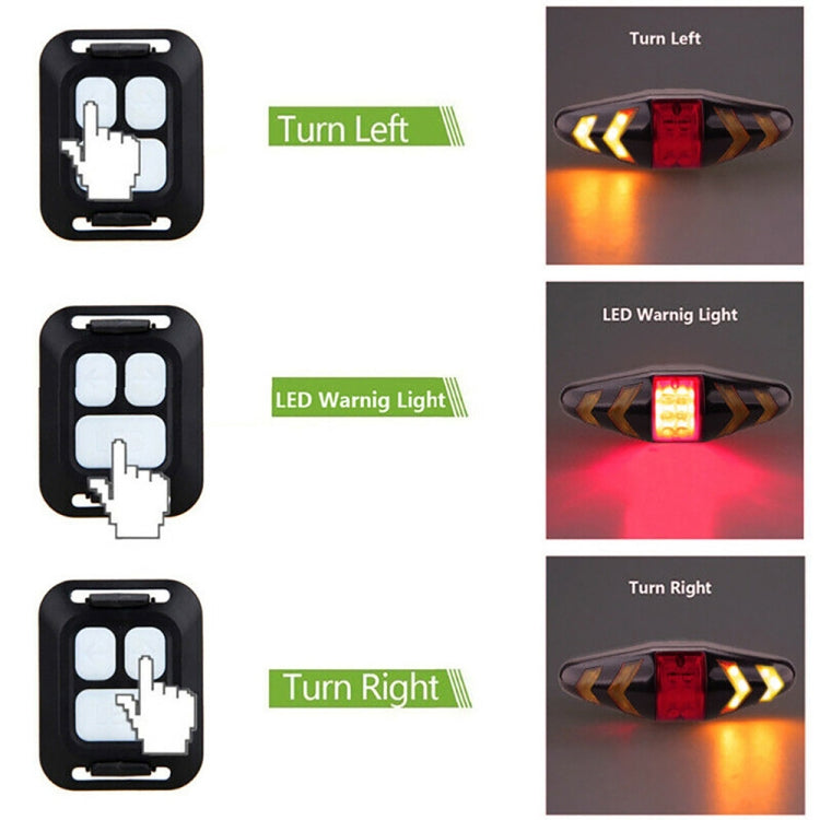 Bicycle Tail Light Intelligent Wireless Remote Control Turn Signal Warning Light, Battery Models