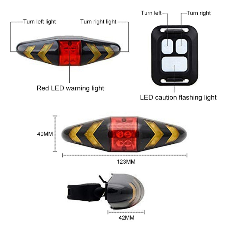 Bicycle Tail Light Intelligent Wireless Remote Control Turn Signal Warning Light, Battery Models