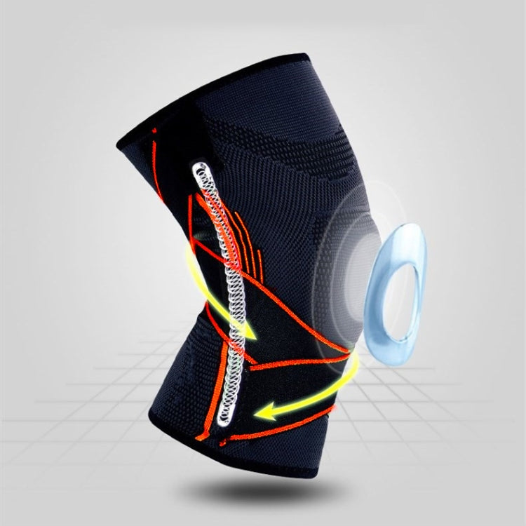 Sports High Elastic Shockproof Non-slip Silicone Knee Support Guards with Pressure Strip Size: M