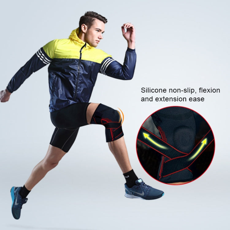 Sports High Elastic Shockproof Non-slip Silicone Knee Support Guards with Pressure Strip Size: M