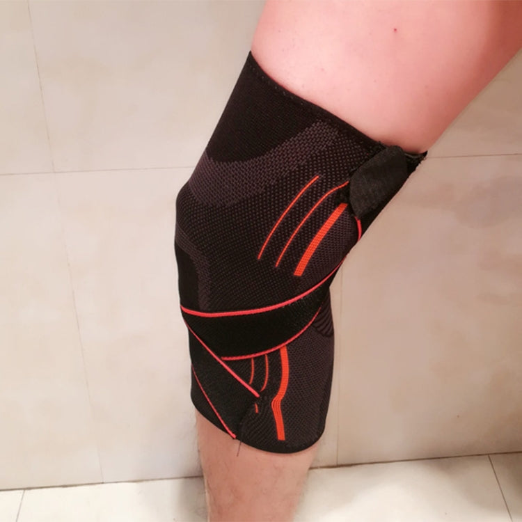 Sports High Elastic Shockproof Non-slip Silicone Knee Support Guards with Pressure Strip Size: M