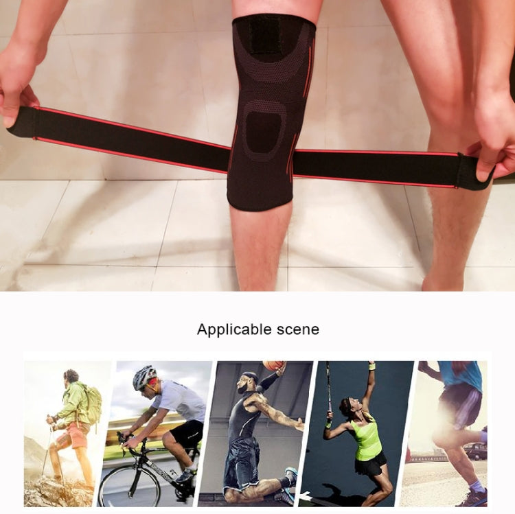 Sports High Elastic Shockproof Non-slip Silicone Knee Support Guards with Pressure Strip Size: M