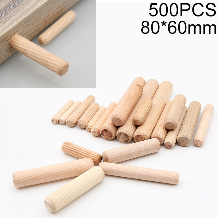 500 PCS Eucalyptus Round Dowel Tie Plug Furniture Connector, Size: 80x60mm
